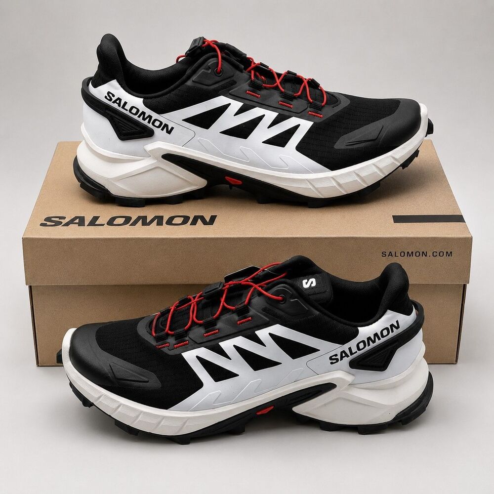 Salomon Supercross 4 Trail Running Shoes Men’s Black White Red Size US 9 Hiking